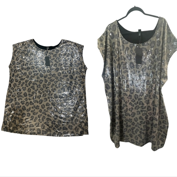 6TH & LN Dresses & Skirts - 6TH & LN Leopard Print Sequined Mini Dress